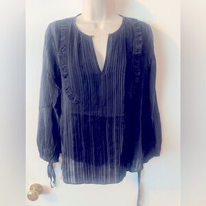 TRYB Navy pleated blouse XS
